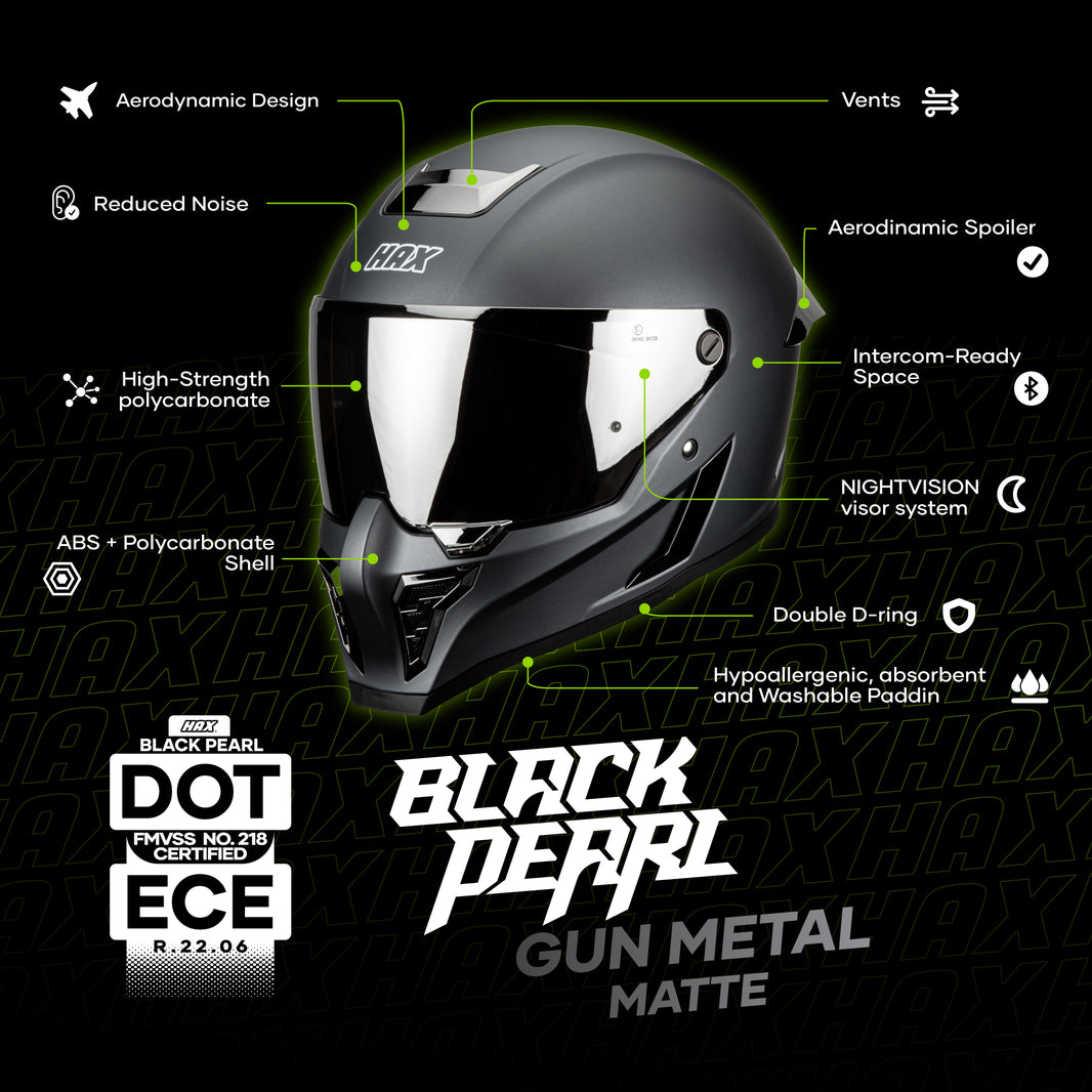 BLACK PEARL GUN METAL HELMET | Matte Finish