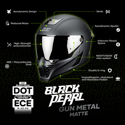 BLACK PEARL GUN METAL HELMET | Matte Finish