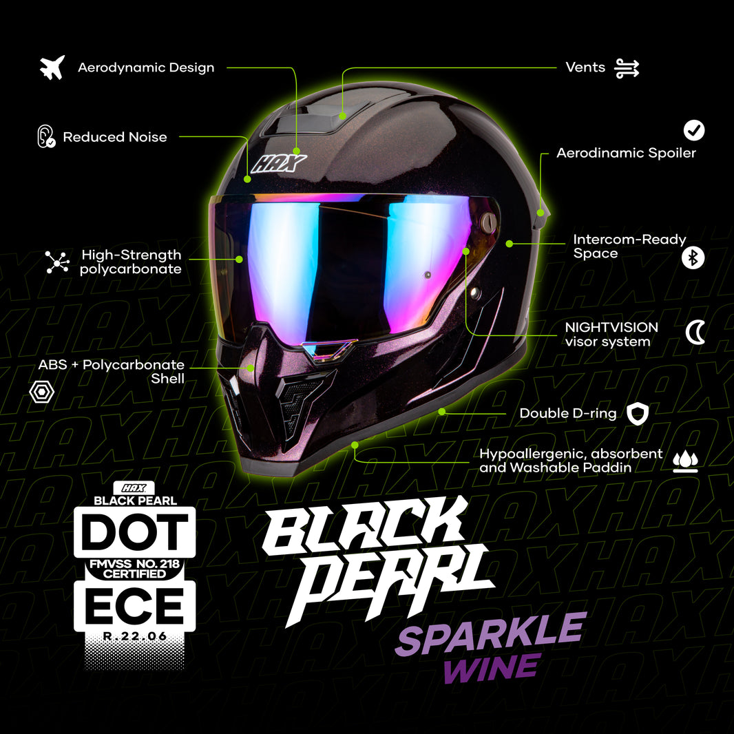 BLACK PEARL SPARKLE WINE HELMET | Glossy Finish