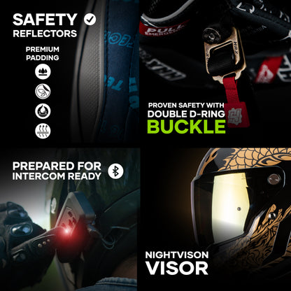 BLACK PEARL DRAGON GOLD HELMET | Glossy Finish