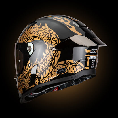 BLACK PEARL DRAGON GOLD HELMET | Glossy Finish