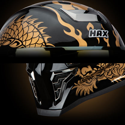 BLACK PEARL DRAGON GOLD HELMET | Glossy Finish