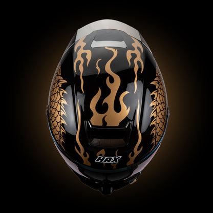 BLACK PEARL DRAGON GOLD HELMET | Glossy Finish