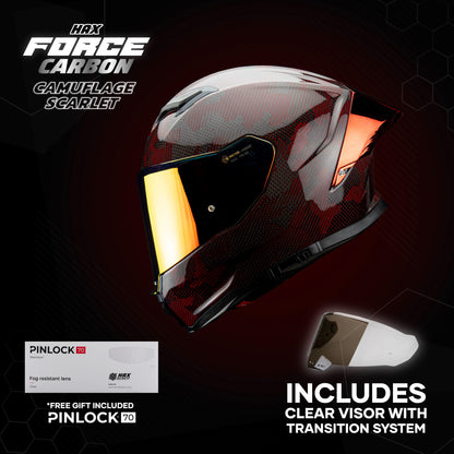 FORCE CARBON CAMUFLAGE SCARLET HELMET | Glossy Finish