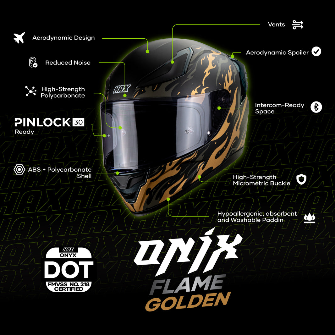 ONIX FLAME GOLDEN HELMET | Matte Finish