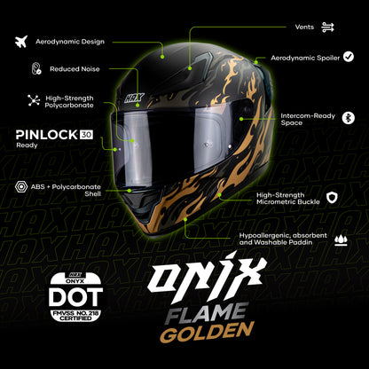 ONIX FLAME GOLDEN HELMET | Matte Finish