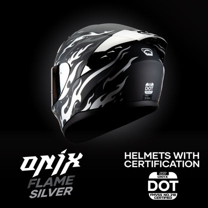ONIX FLAME SILVER HELMET | Matte Finish