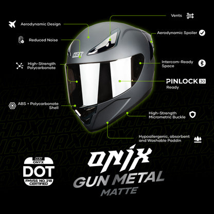 ONIX GUN METAL HELMET | Matte Finish