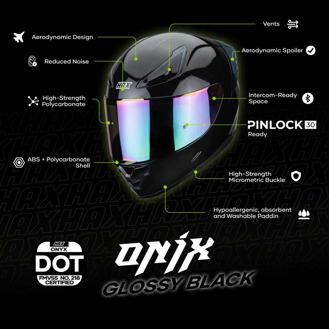 ONIX BLACK HELMET | Glossy Finish