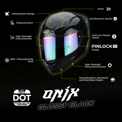 ONIX BLACK HELMET | Glossy Finish