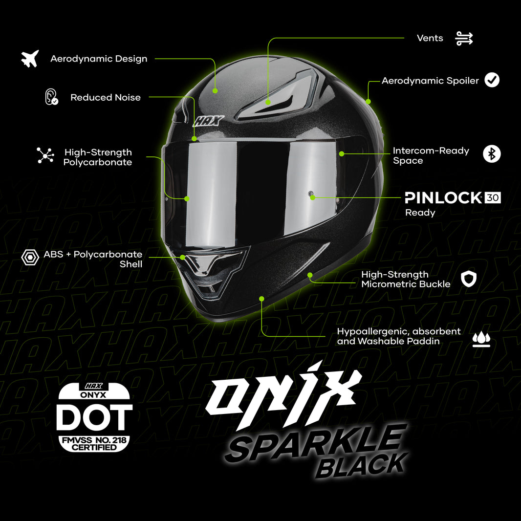 ONIX SPARKLE BLACK HELMET | Glossy Finish