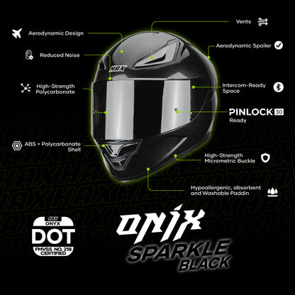 ONIX SPARKLE BLACK HELMET | Glossy Finish
