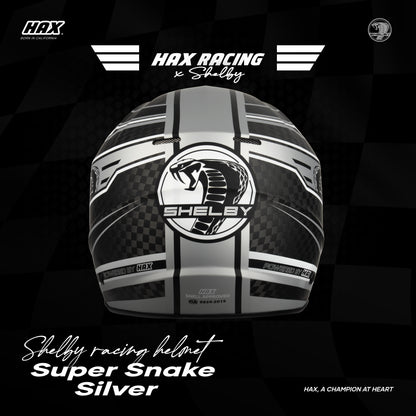 SHELBY RACING HELMETS MATTE FINISH | SUPER SNAKE SILVER