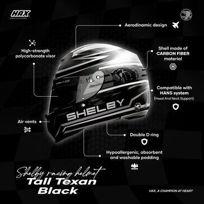 SHELBY RACING HELMETS | TALL TEXAN BLACK