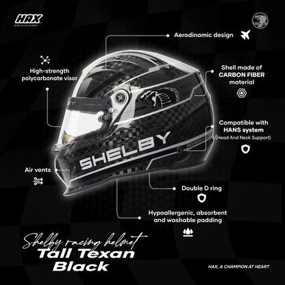 SHELBY RACING HELMETS | TALL TEXAN BLACK