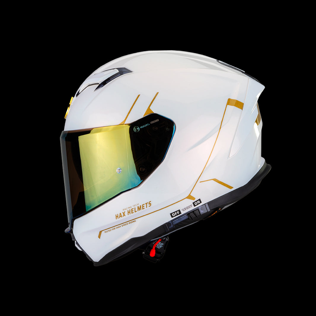 FORCE WHITE & GOLD HELMET | Glossy Finish